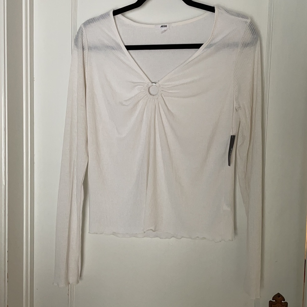 Ring Detailed Cut Long Sleeve Top